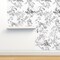 Floral Toile Cottage Garden Watercolor Chintz Black And White Cottagecore Romantic Custom Removable Wallpaper by Spoonflower Peel & Stick Wallpaper 2FT Wide